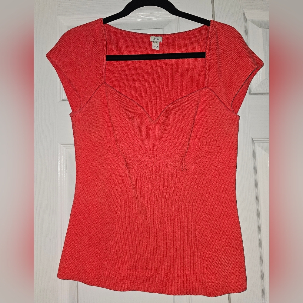 River Island Corral Ribbed Knit Top, Size 16